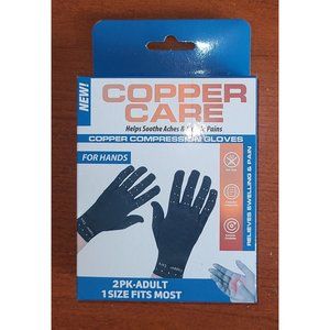 Copper Care 1 Pair Of Compression Gloves Adult, 1 Size Fits Most. Swelling Aches